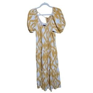 Knox Rose Womens Size Small Multicolor Boho Tiered Gauze Flowy Midi Dress